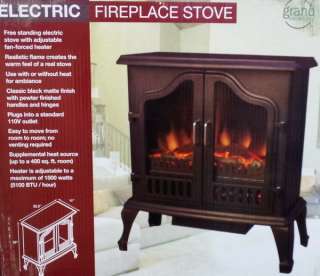 New Free Standing Electric Fireplace 1500 Watt Heater Realistic Flame 