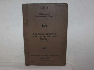 1952 Catalogue of Replacement Parts Goodyear Improved Sole Laying Mach 