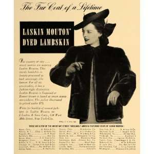  1940 Ad Laskin Mouton Lambskin Clothing Coat Fashion 