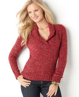 Charter Club Sweater, Long Sleeve Shawl Collar Tweed   Plus Size Sale 