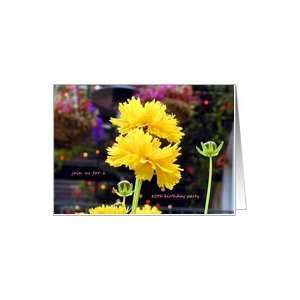 Yellow Flowers 80th Birthday Party Invitations Paper Greeting Cards 