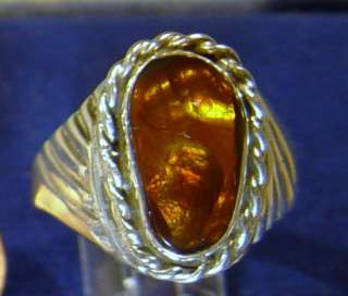 Mens Silver Jewelry Fire Agate Gemstone Ring sz 12  