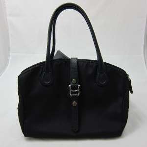 New Etienne Aigner Black Leathers Trims Canvas Handbag $150 K 70063 