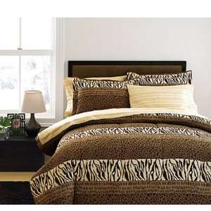Cheetah, Leopard, Zebra, Wild Animal Print Twin Comforter Set (6 Piece 