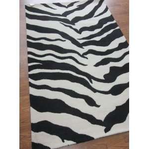  Zebra Print Area Rugs Animal Skin 6x9 Black Ivory White 