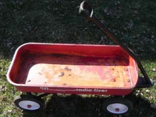 RED RADIO Flyer Vintage 9A Childrens Play Pull 28 Wagon Metal 