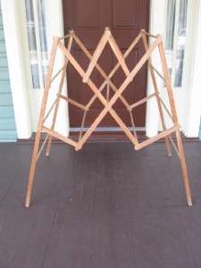 Vintage Antique All Wood Wooden Side Pull Out Laundry Drying Rack #2 