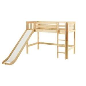   1881 00 Awesome Slat Twin Mid Loft Bed with Straight Ladder and Slide