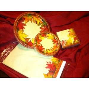  Autumn Traditions Thanksgiving Falling Leaves ~ Plate, Napkins 