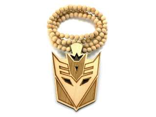   DECEPTICON Good Quality Wood Pendant & 36 Wooden Ball Necklace WX53