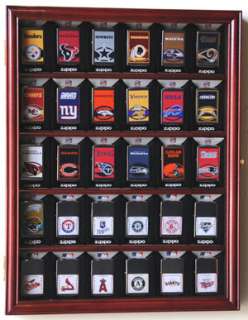 25 Zippo Lighter Display Rack Case Cabinet Wood Door  