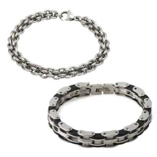   Stainless Steel Linked Chain or Bike Chain w/ Rubber Bracelet  