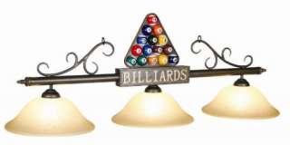 New 56 3 Shade Billiard Pool Table Light w/ Billiard Rack   Bronze 