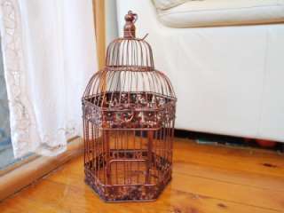 Iron Handmade Ornamental Bird Cage Wedding Wishing Well Red Copper 