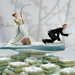 NEW WEDDING GONE FISHING BRIDE & GROOM CAKE TOPPER  