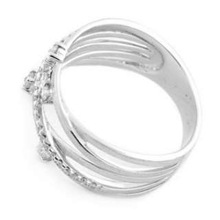 UNIQUE DIAMOND RIGHT HAND RING 14K BRUSHED WHITE GOLD  