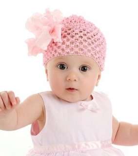  Pink Double Ruffle Crochet Baby Beanie Hat: Clothing