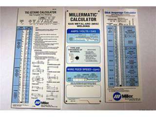 TIG, MIG & SMAW Miller Welding Calculators 3 Pk Calc  