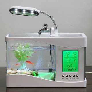   LCD Desktop Fish Tank Aquarium Clock Timer Calendar LED Light  