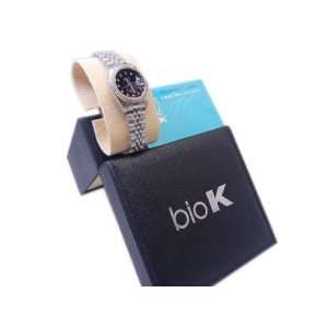 Bio K Quantum Watch   Stainless Steel with Black/Silver Stripes (Women 
