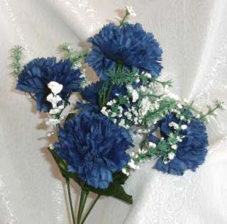 CARNATIONS ~ NAVY BLUE MARINE ~ Silk Wedding Flowers Bouquets 