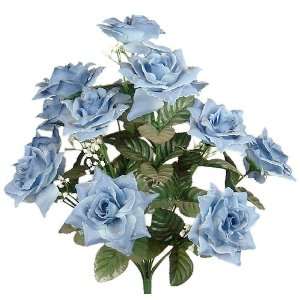   Open Rose Flower Bush Wedding Bridal Bouquet Blue ch35