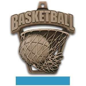   Basketball Medals BRONZE MEDAL/LT. BLUE RIBBON 2.5: Sports & Outdoors