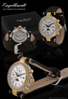 Engelhardt, German mens calendar automatic watch, silver dial, Ø41mm 