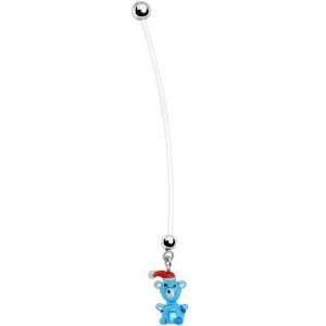  Baby Blue Teddy Bear Pregnant Belly Ring Jewelry