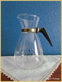  Cute Little Tricolette Glass Coffee Carafe / Teapot / Pitcher   Retro
