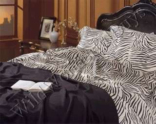 NEW Zebra Print DUVET COVER Comforter SET Queen Black  