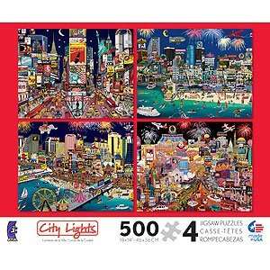  Ceaco City Lights 4 In 1 Multi Pack Collection Jigsaw Puzzles 