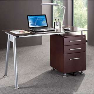 Techni Mobili Chocolate Computer Home Office Desk with Side Cabinet 