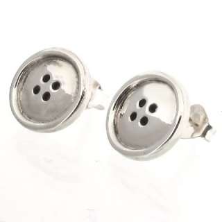   Silver 925 Button Design Post Earrings   Contemporary Studs  