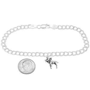  Silver Small Moose on 4 Millimeter Charm Bracelet: Jewelry