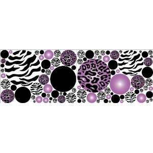 Purple Leopard / Cheetah and Zebra Print Polka Dots Wall Decals 