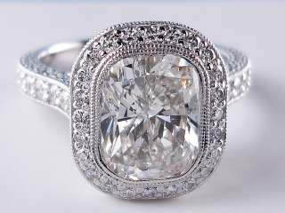 cushion cut diamond ring 5 37 carats total diamond weight