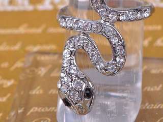   Clear Rhinestone Crystal Snake Wrapped Animal Custom Made Ring  