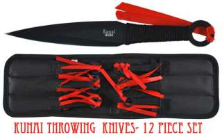   Kunai Hero Throwing Knives 12 Pc Black Knife Set with Case  