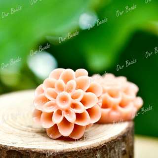 10 Pcs Peach Dahlia Resin Flower Cabochon Bead RB0590 9  
