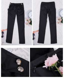   Skinny Long Trousers OL Casual Slim Bow Pants Chic Suit A823  