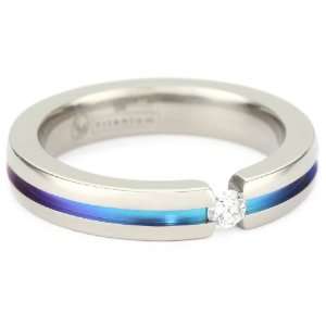 Womens Grey Titanium Round Cut White Sapphire Ring with Multi Colored 