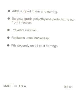HypoAllergenic Replacement Plastic Earring Back Diskies  