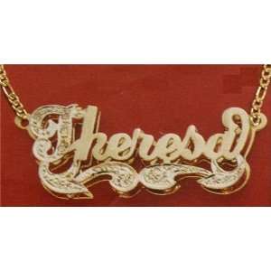 Gold Plated Double Name Plate Necklace,personalized Any Name /A7