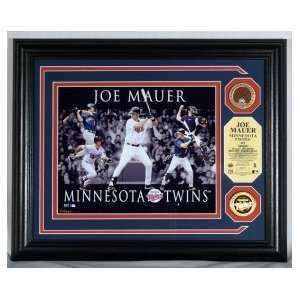 Joe Mauer Dominance Photo Mint w/24KT Gold Coin and authentic infield 