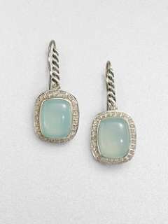 David Yurman   Diamond Accented Aqua Chalcedony Earrings