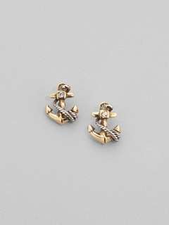 Clear pavé glass accents Gold plated brass Post backings About ½ 