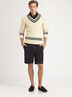 Polo Ralph Lauren   Cabled V Neck Cricket Sweater