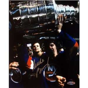 Mike Bossy Cup over head in Blue Jersey 8x10