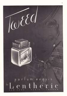 1939 Tweed Perfume Bottle art Lentheric promo print ad  